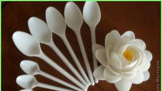 How to make a water lily from plastic spoons with your own hands?